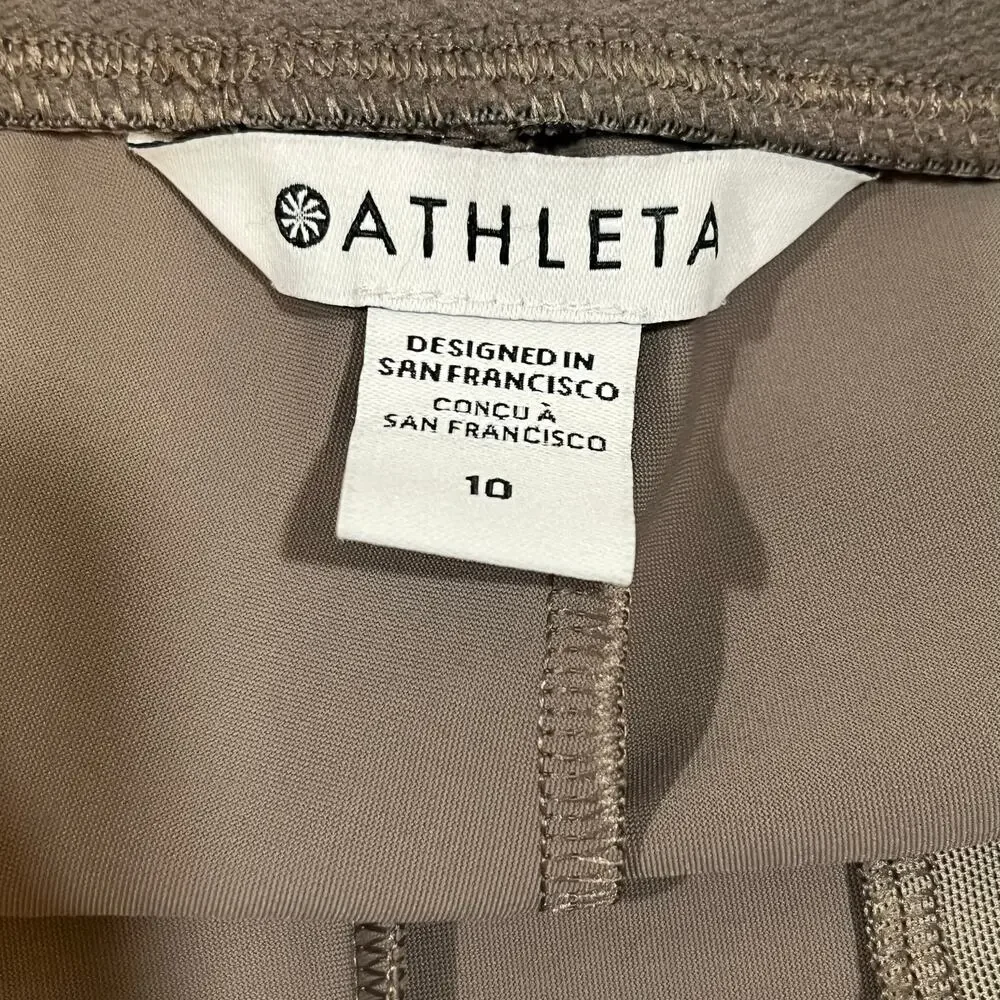 ATHLETA | Stellar Tight Legging Zip Ankle Skinny Pants Taupe Size 10 - Picture 4 of 9